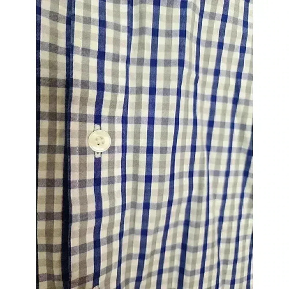 Size Large Slim Fit Untuckit Blue / Gray Plaid Button Down Shirt 100% Cotton - Picture 3 of 4